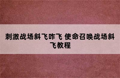 刺激战场斜飞咋飞 使命召唤战场斜飞教程